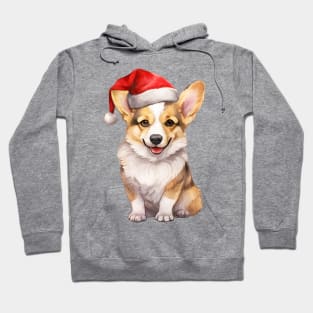 Pembroke Welsh Corgi Dog in Santa Hat Hoodie